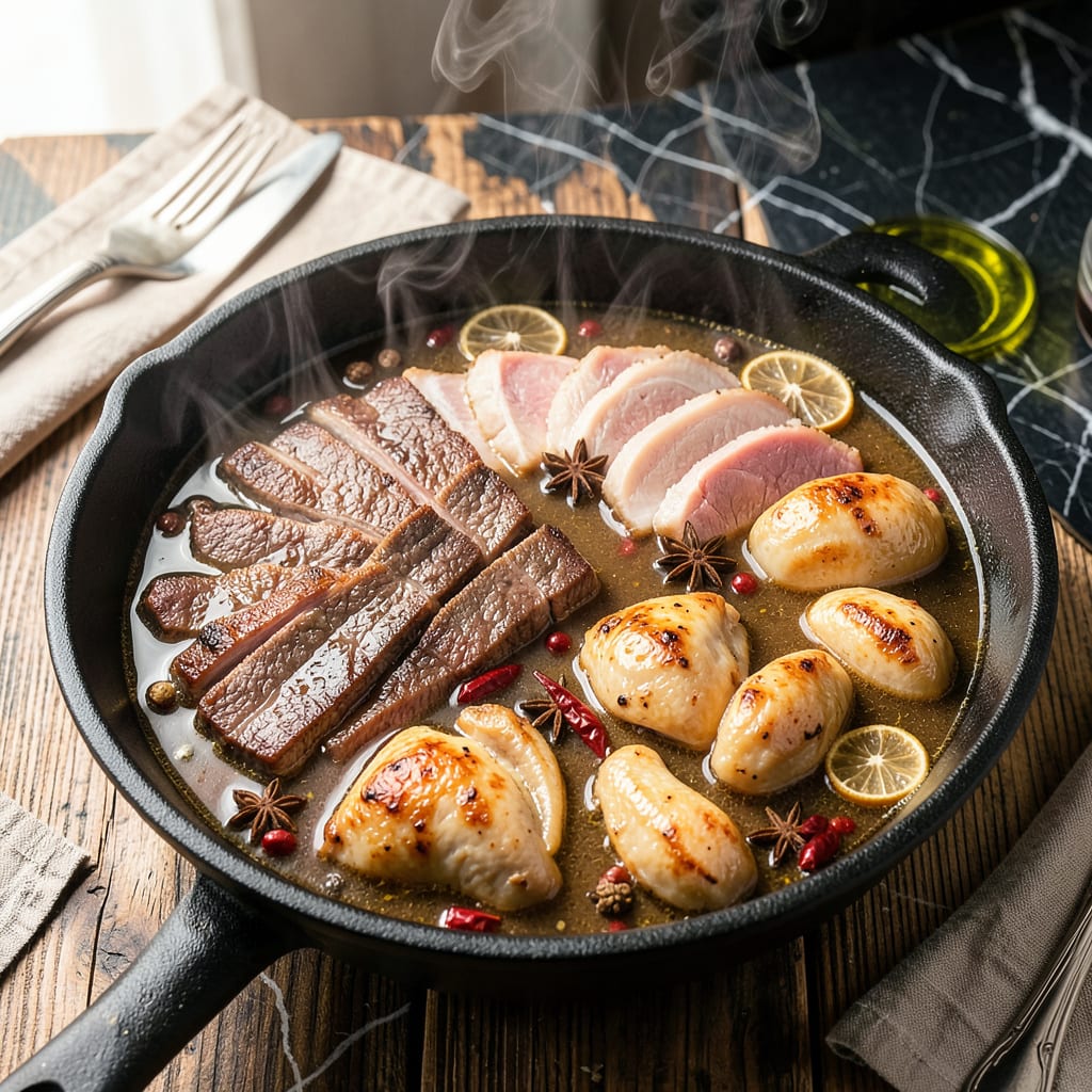 Complete meat hot pot recipe overview image