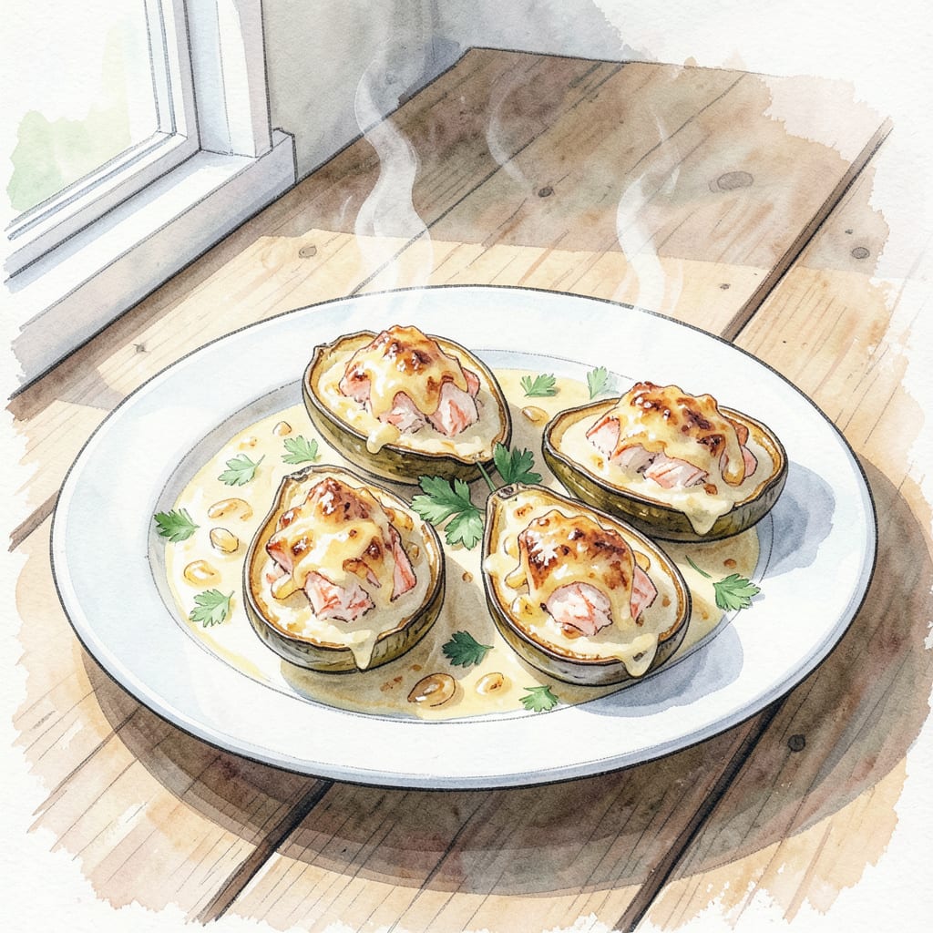Mirliton Recipe: Stuffed with Crab and Creamy Goodness example with annotations