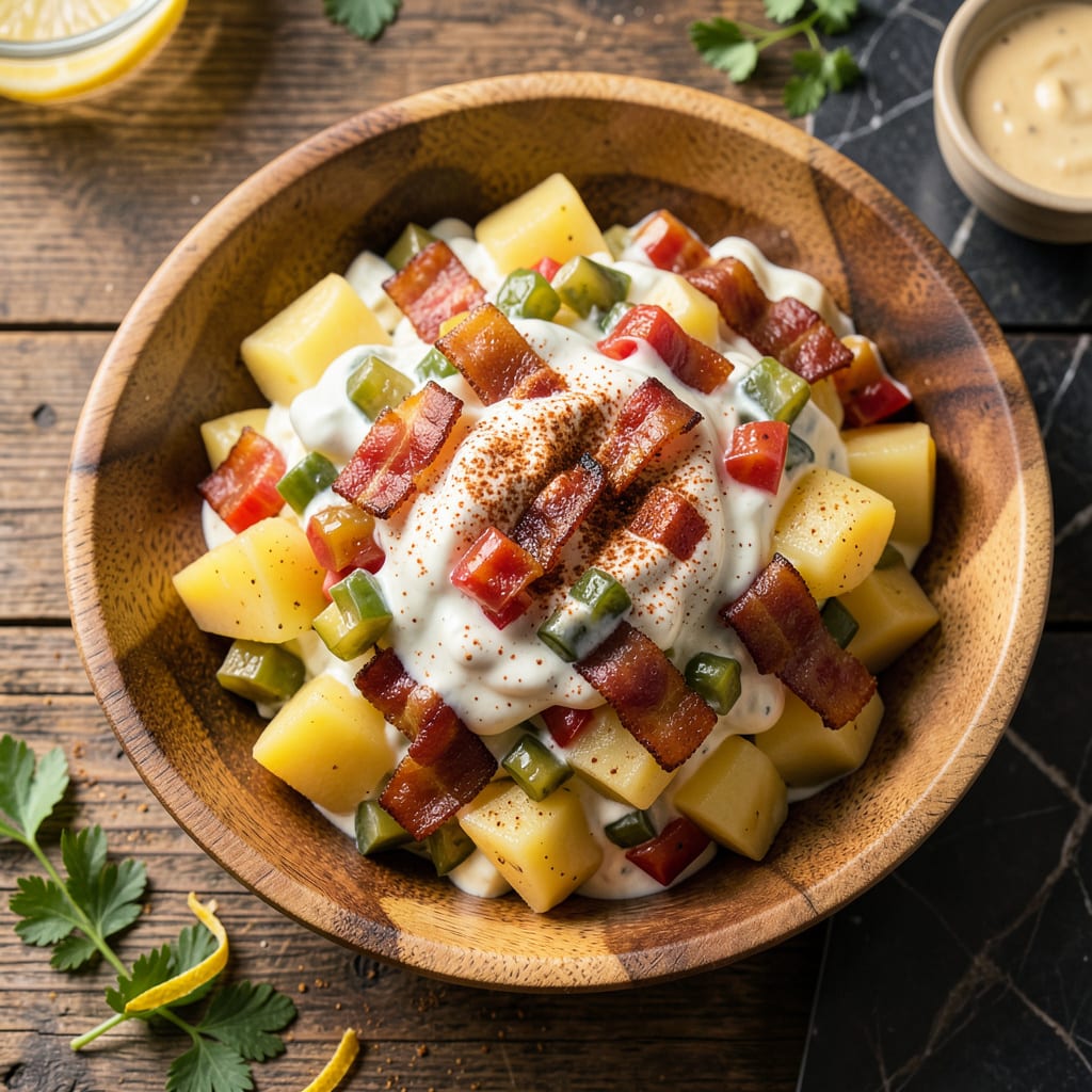 mission bbq potato salad recipe illustration with key details