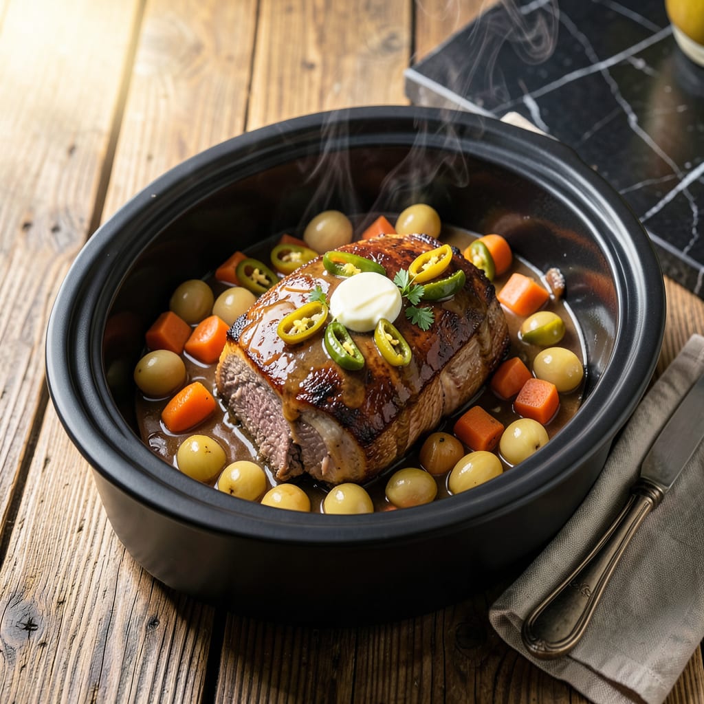Visual representation of Mississippi Pot Roast Recipe Crock Pot: Pepperoncini Infused Slow Cooker Comfort