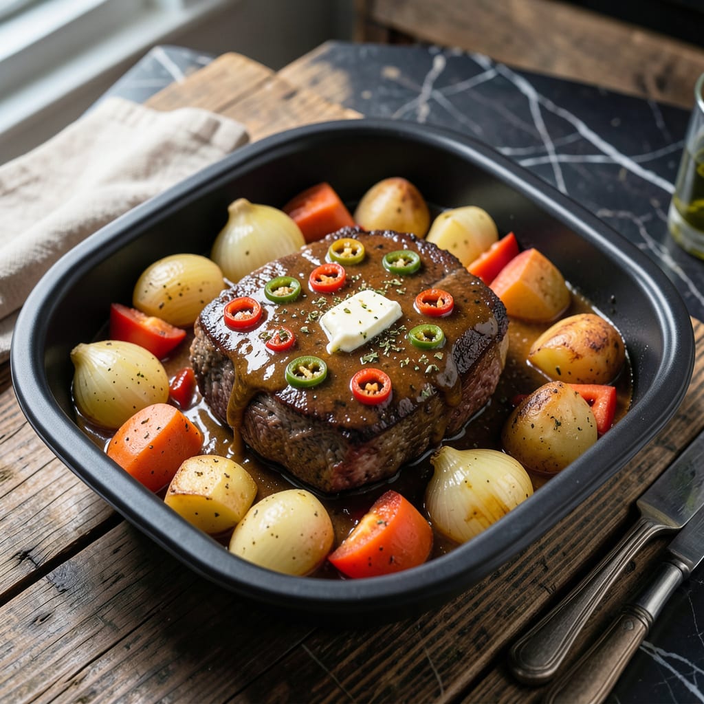 Mississippi Pot Roast Recipe Instant Pot Frozen: Tender Beef with Pepperoncini Punch example with annotations