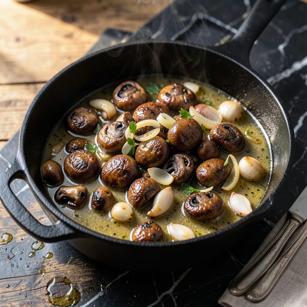 mushroom pot recipe example with annotations