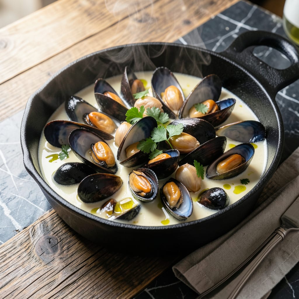 Mussel Pot Recipe: White Wine and Garlic Infused Broth example with annotations