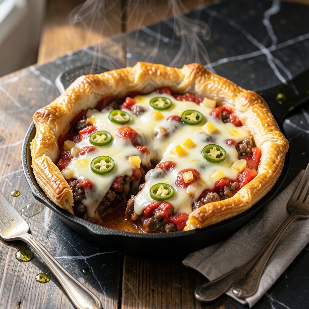 Comprehensive Nacho Pot Pie Recipe: Cheesy Crust Over Spiced Beef Filling visual reference