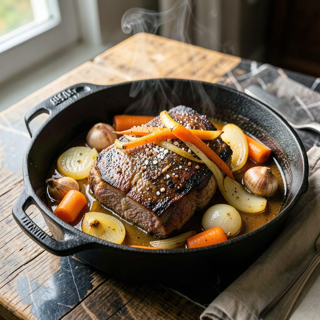 Visual representation of Newlywed Pot Roast Recipe: Sunday Dinner Nostalgia With Root Vegetables