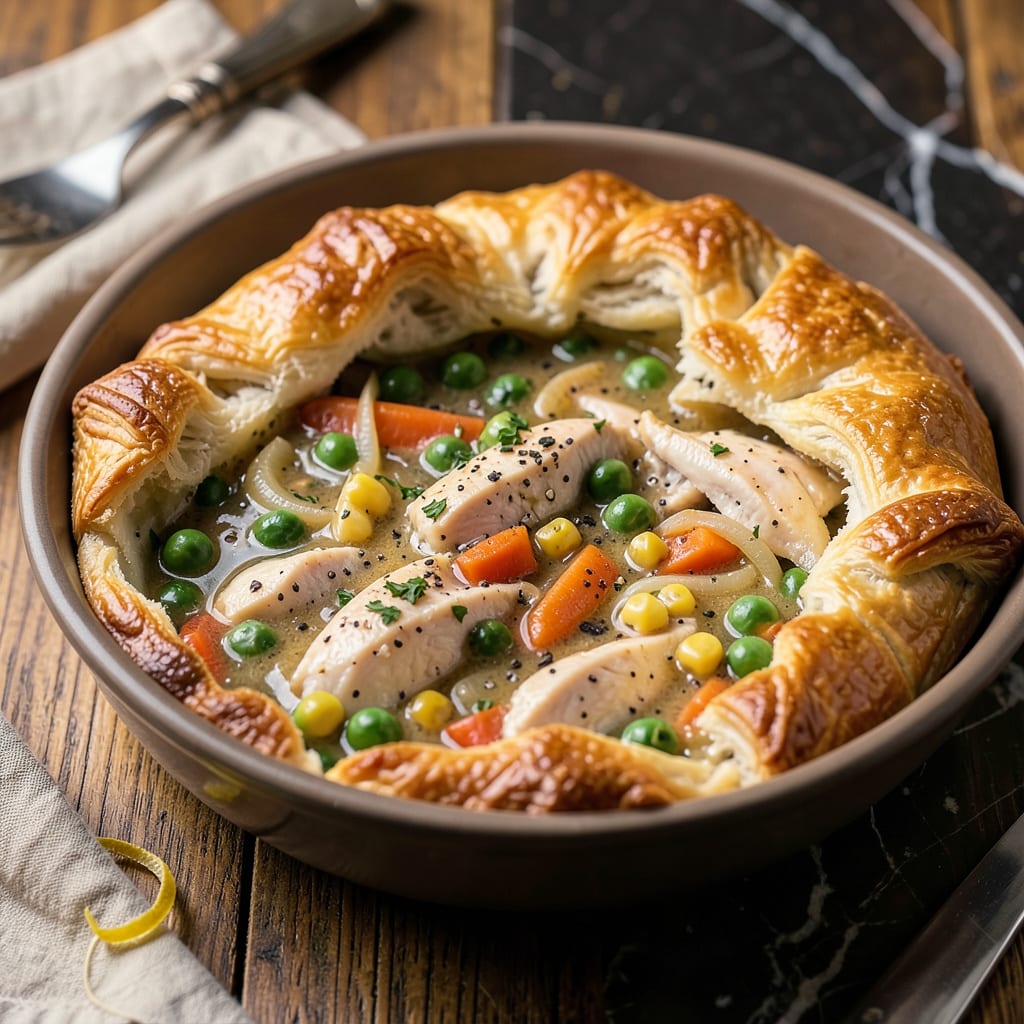 Visual representation of ninja foodi chicken pot pie recipe