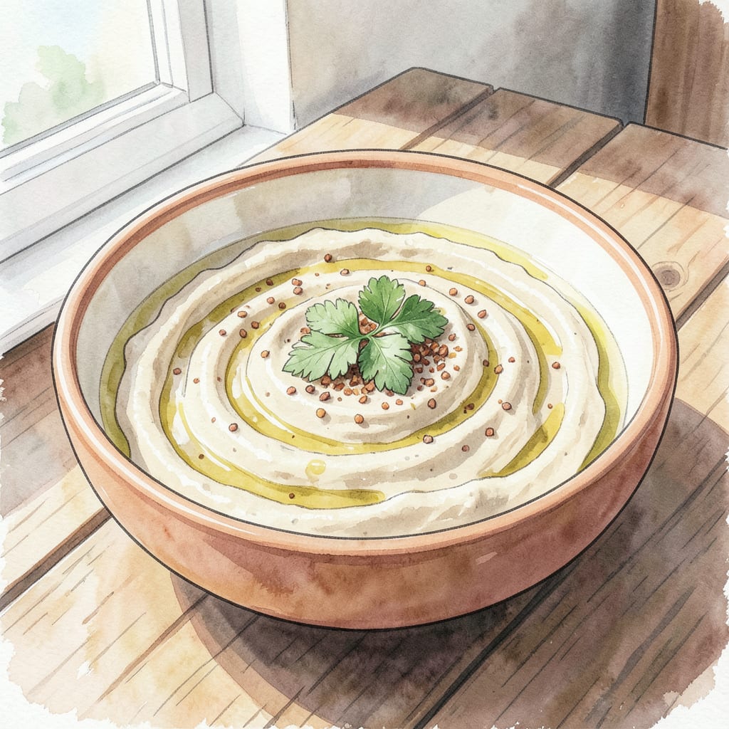 No Garlic Hummus Recipe: Creamy Dip Without the Punch example with annotations