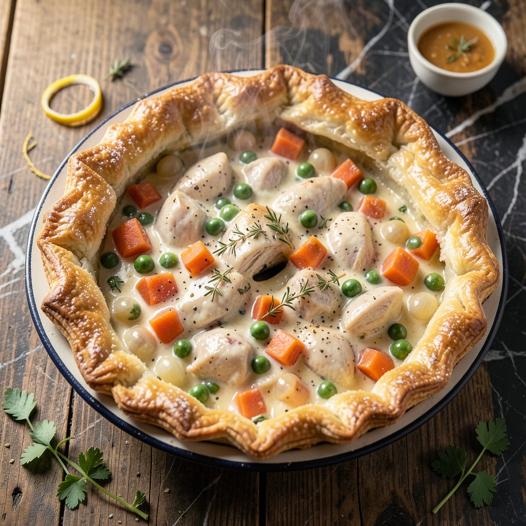 Comprehensive old fashioned homemade chicken pot pie recipe visual reference