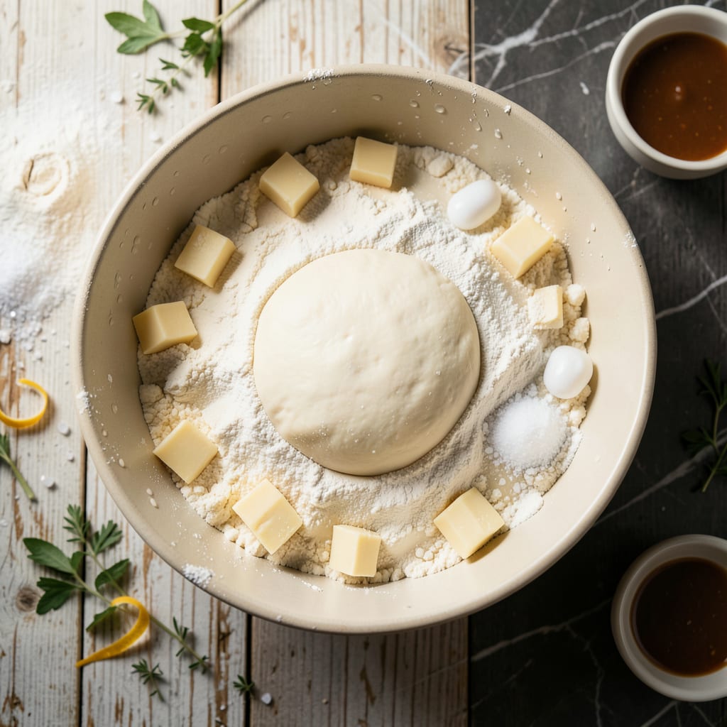 Visual representation of old fashioned pot pie dough recipe