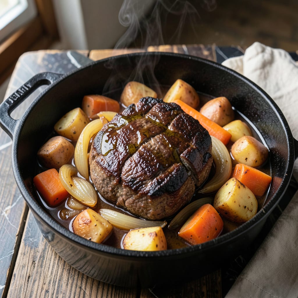 Onion Pot Roast Recipe: Slow Braised Savory Comfort illustration with key details