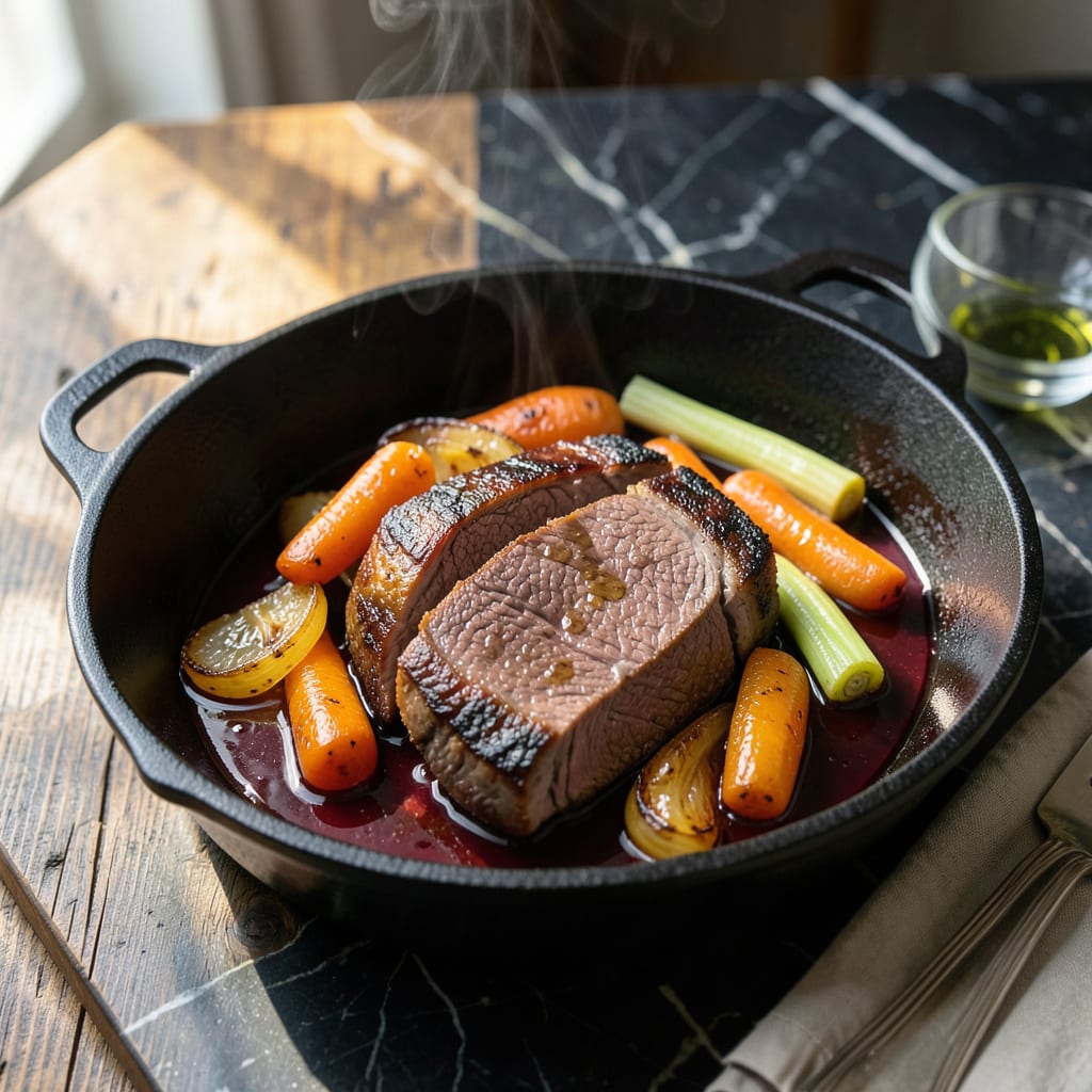 Visual representation of Parisi Pot Roast Recipe: Wine Infused Sunday Supper Tradition