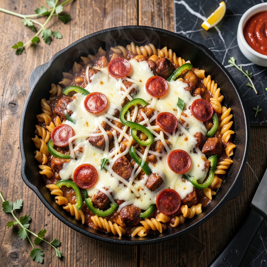 Pizza Pot Recipe: Cheesy One Pot Meal for Busy Nights illustration with key details