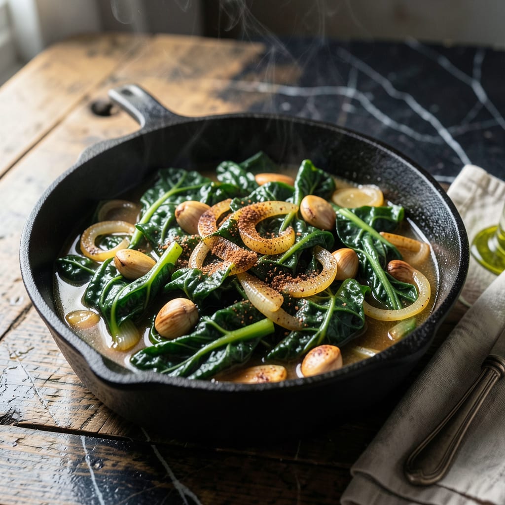 Visual representation of Pot of Greens Recipe: Smoky Ham Hock Tradition