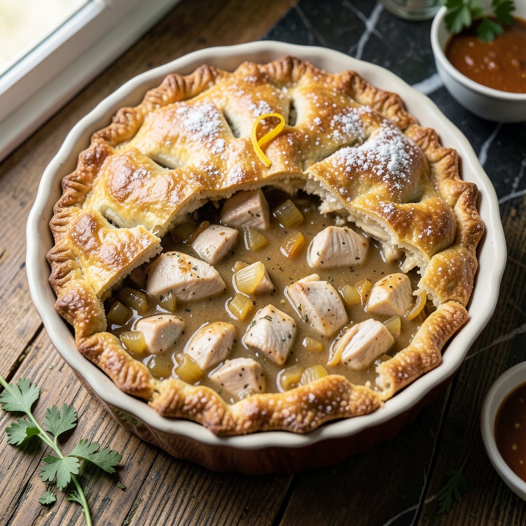 Complete Pot Pie Recipe: Flaky Crust Over Hearty Chicken and Veggies overview image
