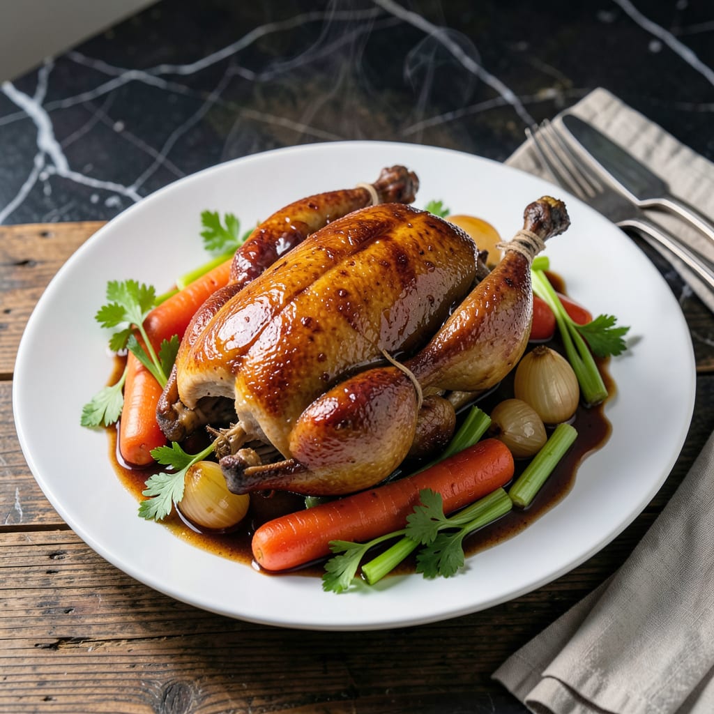 Pot Roast Duck Recipe: Wine Braised Richness With Root Vegetables illustration with key details