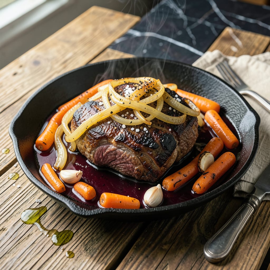 Pot Roast on Grill Recipe: Smoky Char with Fall Apart Beef illustration with key details