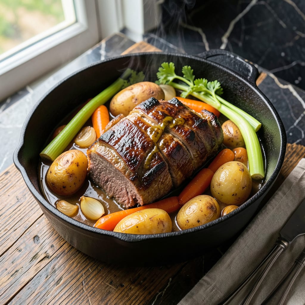 Visual representation of Pot Roast Pieces Recipe: Tender Chunks of Beef with Root Vegetables