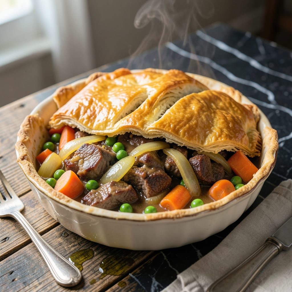 Visual representation of Pot Roast Pot Pie Recipe: Flaky Crust Over Savory Beef and Veggies