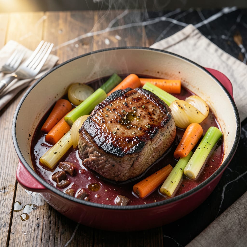 Pot Roast Recipe Images: Dutch Oven Braised With Red Wine Gravy example with annotations