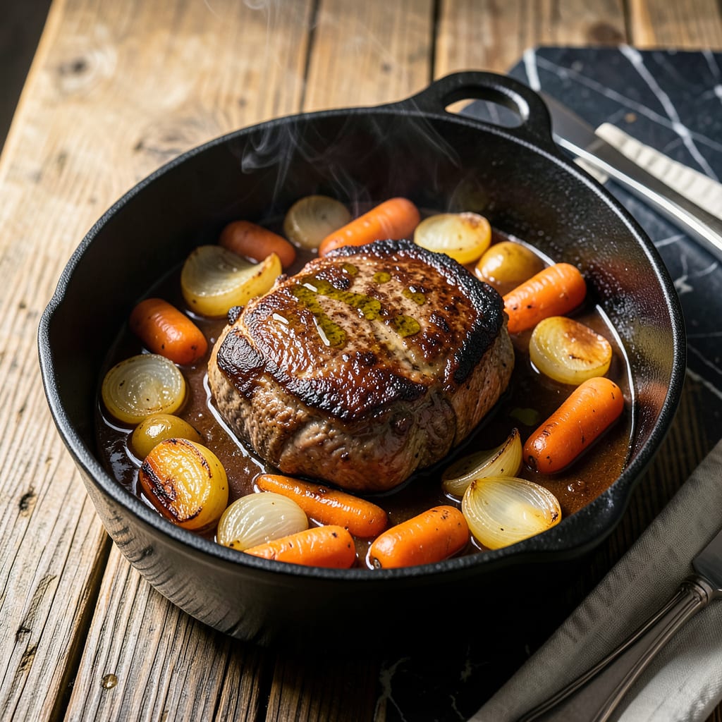 Pot Roast Recipe Oven: Fall Off The Bone Tenderness With Herb Infused Depth illustration with key details