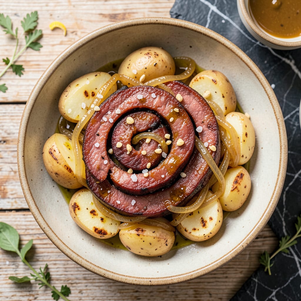 Visual representation of Potato Bologna Recipe: Old Fashioned Comfort in One Skillet