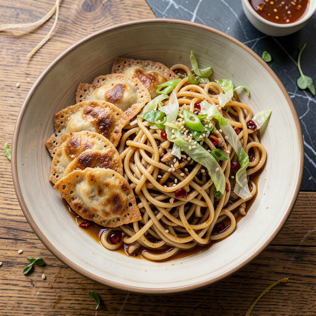 potsticker noodle bowl recipe detailed visual guide