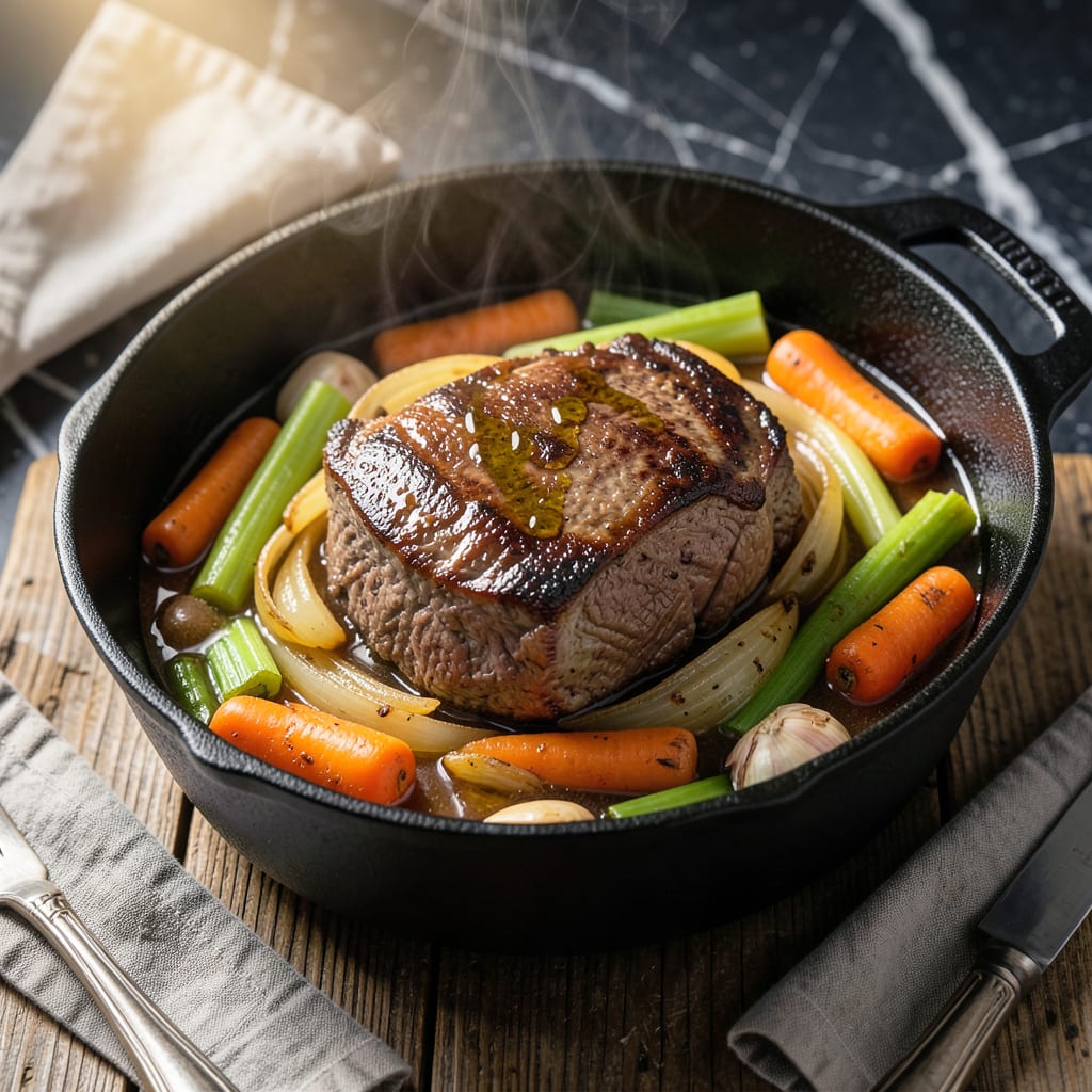 power xl pot roast recipe illustration with key details