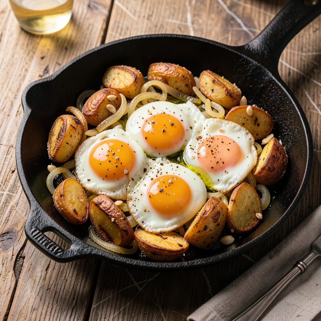 Recipe for Potatoes and Eggs: Crispy Skillet Breakfast in 15 Minutes