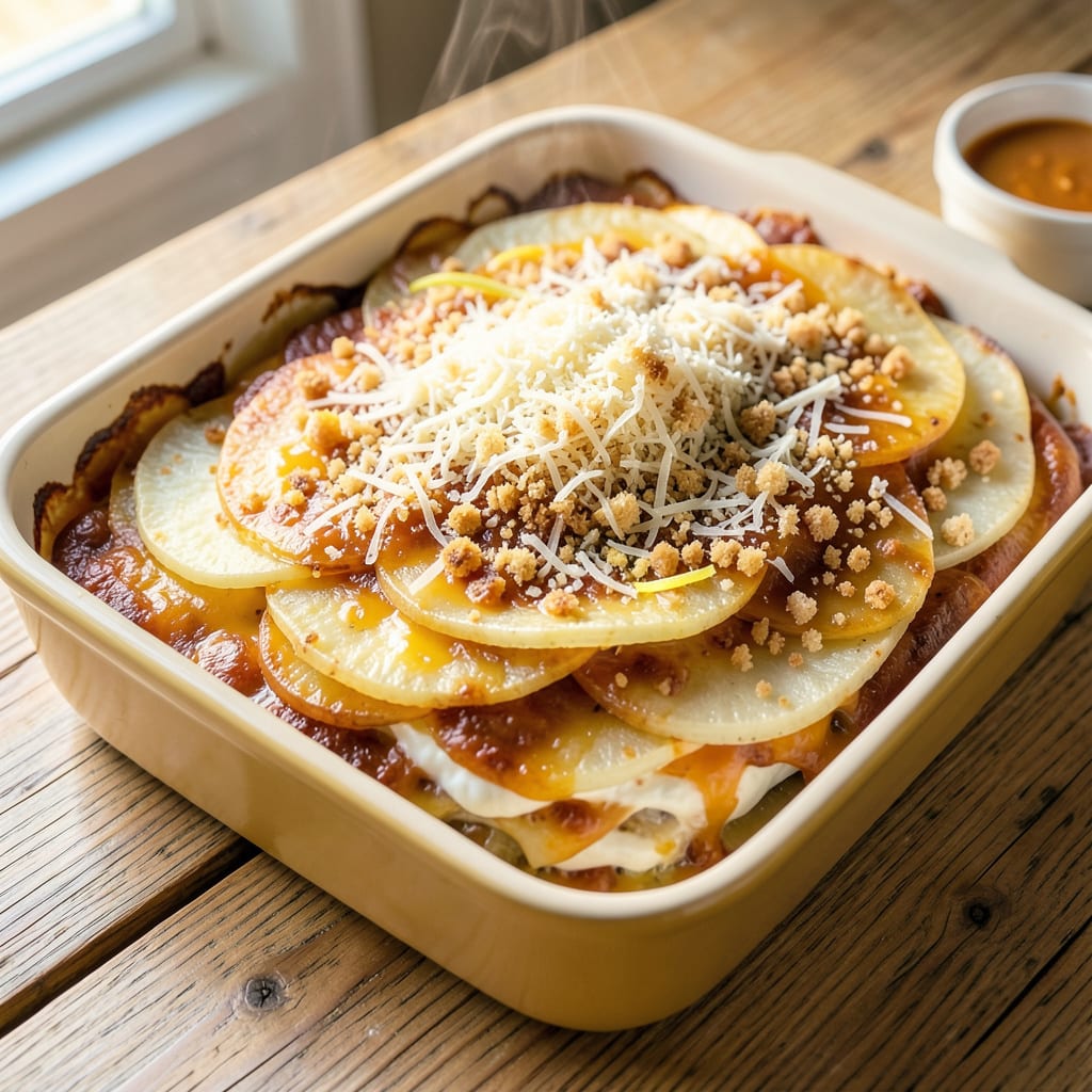 Visual representation of recipe for potatoes romanoff