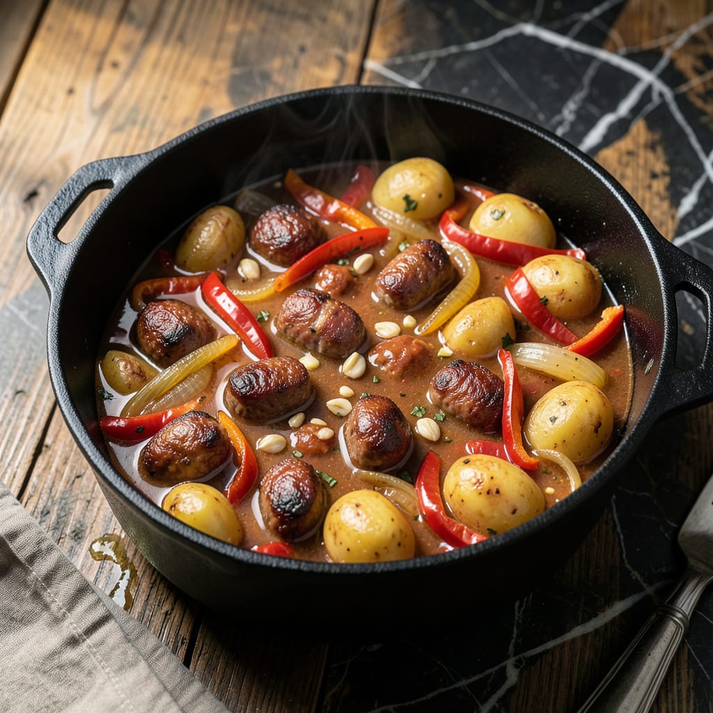 Complete sausage one pot recipe overview image
