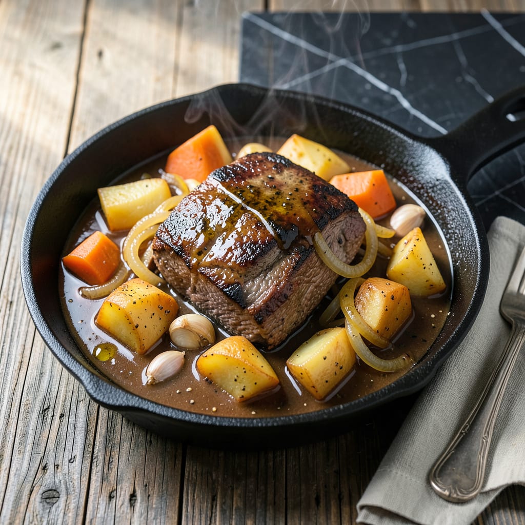Savory Pot Roast Crock Pot Recipe: Hands Off Simmered Richness illustration with key details
