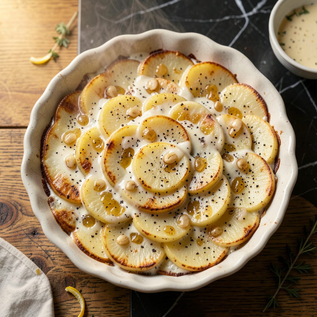 Scalloped Potatoes Recipe: Creamy Layers With Golden Crust example with annotations
