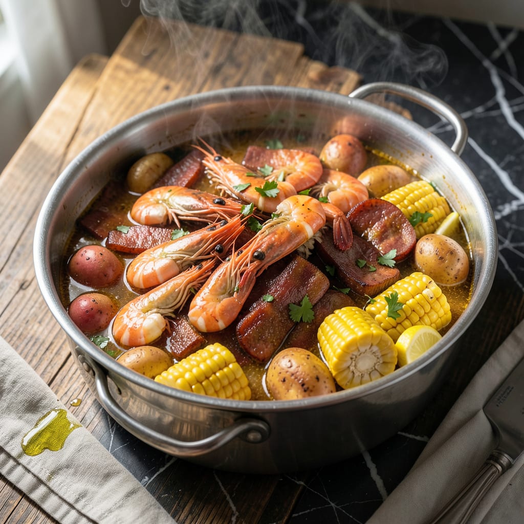 Seafood Boil Pot Recipe: Spicy Cajun Feast in One Pot illustration with key details