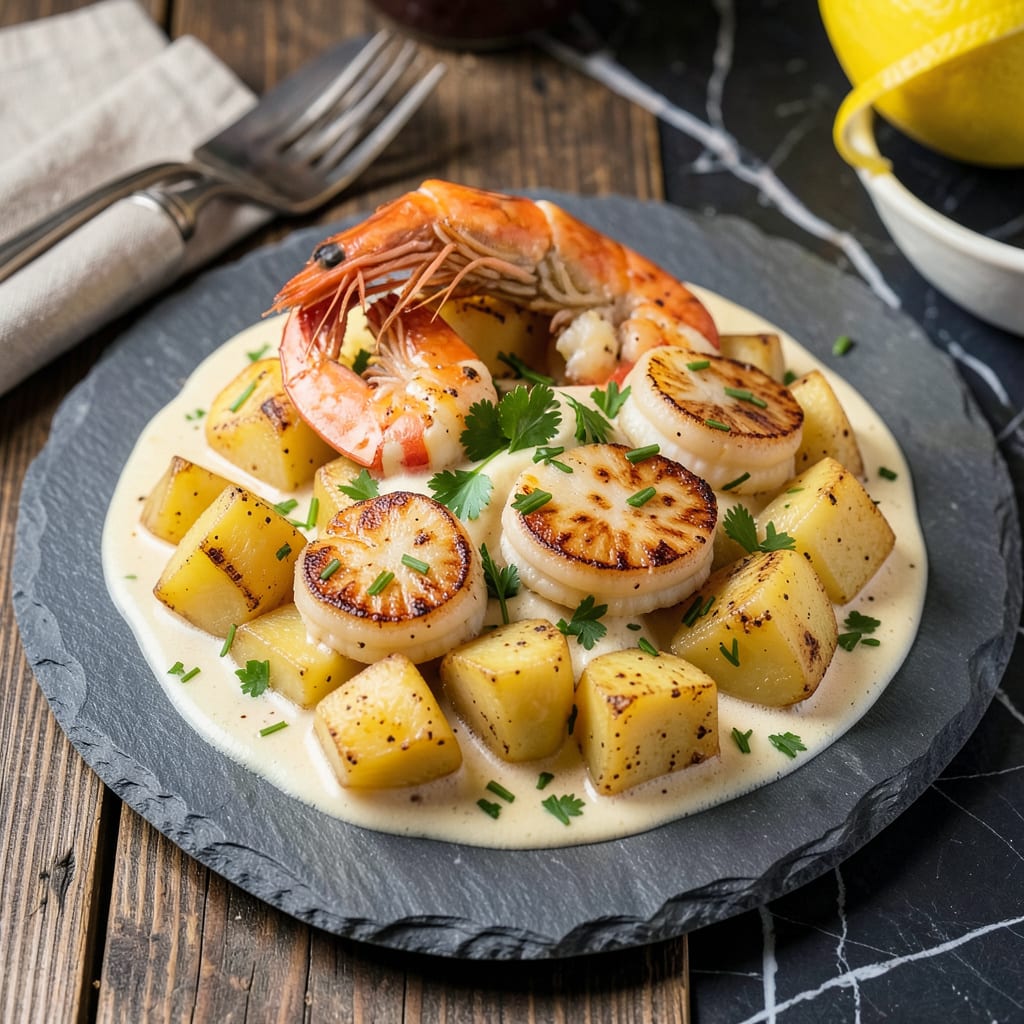 Comprehensive seafood potatoes recipe visual reference
