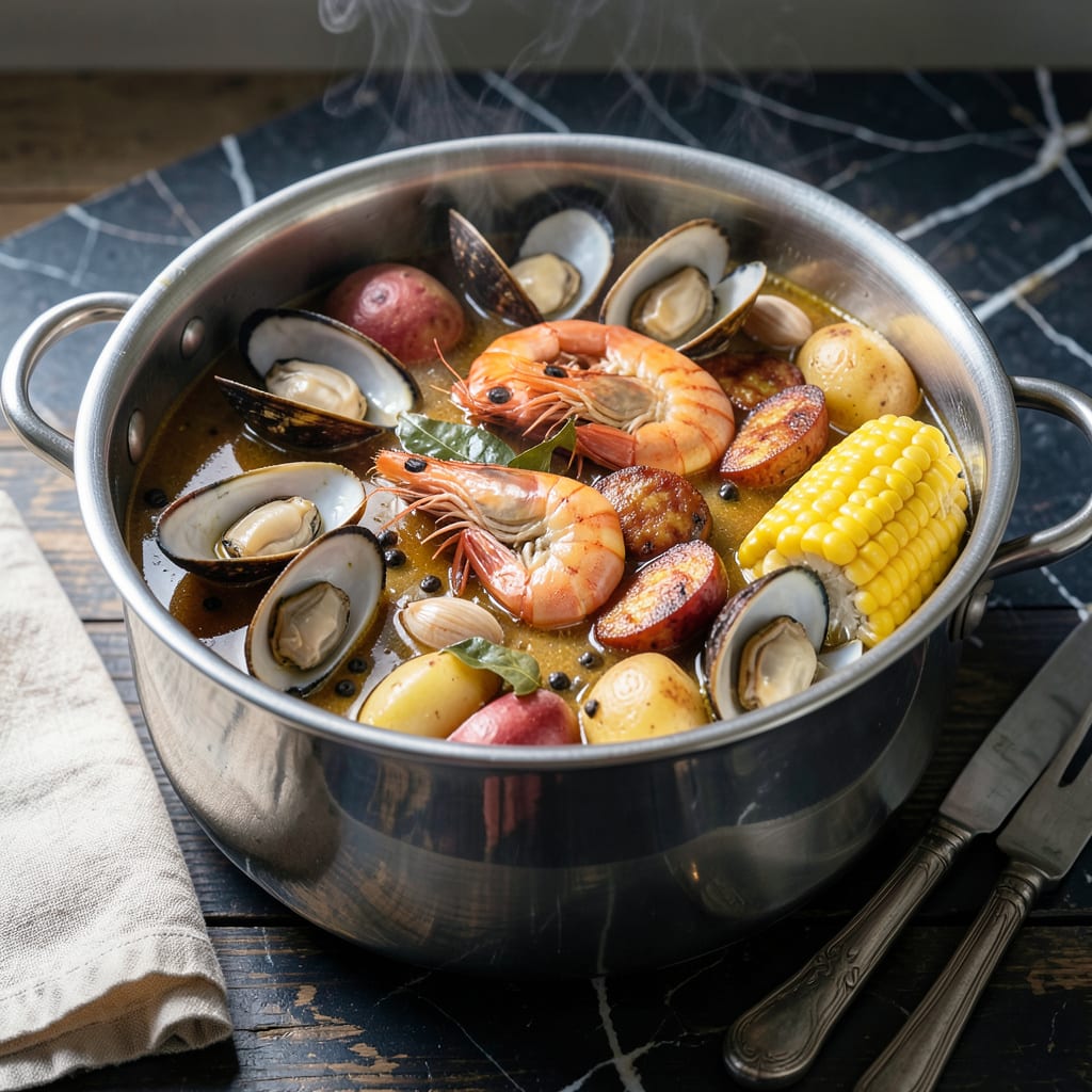 Comprehensive seafood steamer pot recipe visual reference