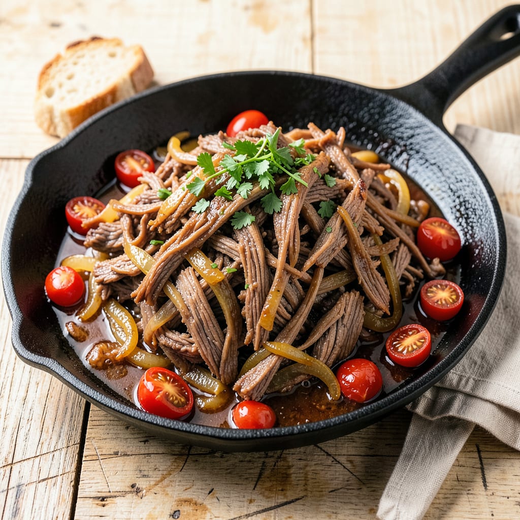 Complete shredded beef instant pot recipe overview image