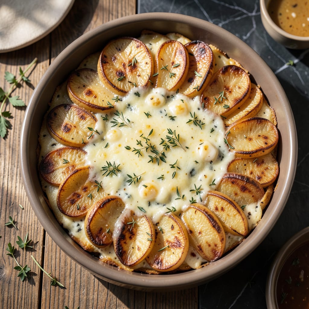 Sliced Potato Pie Recipe: Creamy Layers With Golden Crisp Top example with annotations