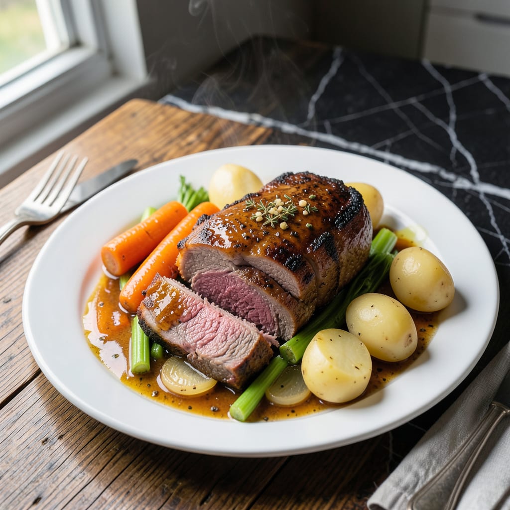 Visual representation of Spring Pot Roast Recipe: Seasonal Vegetables and Herb Infused Tenderness