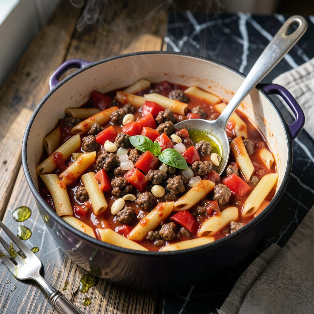 Visual representation of stock pot pasta recipe