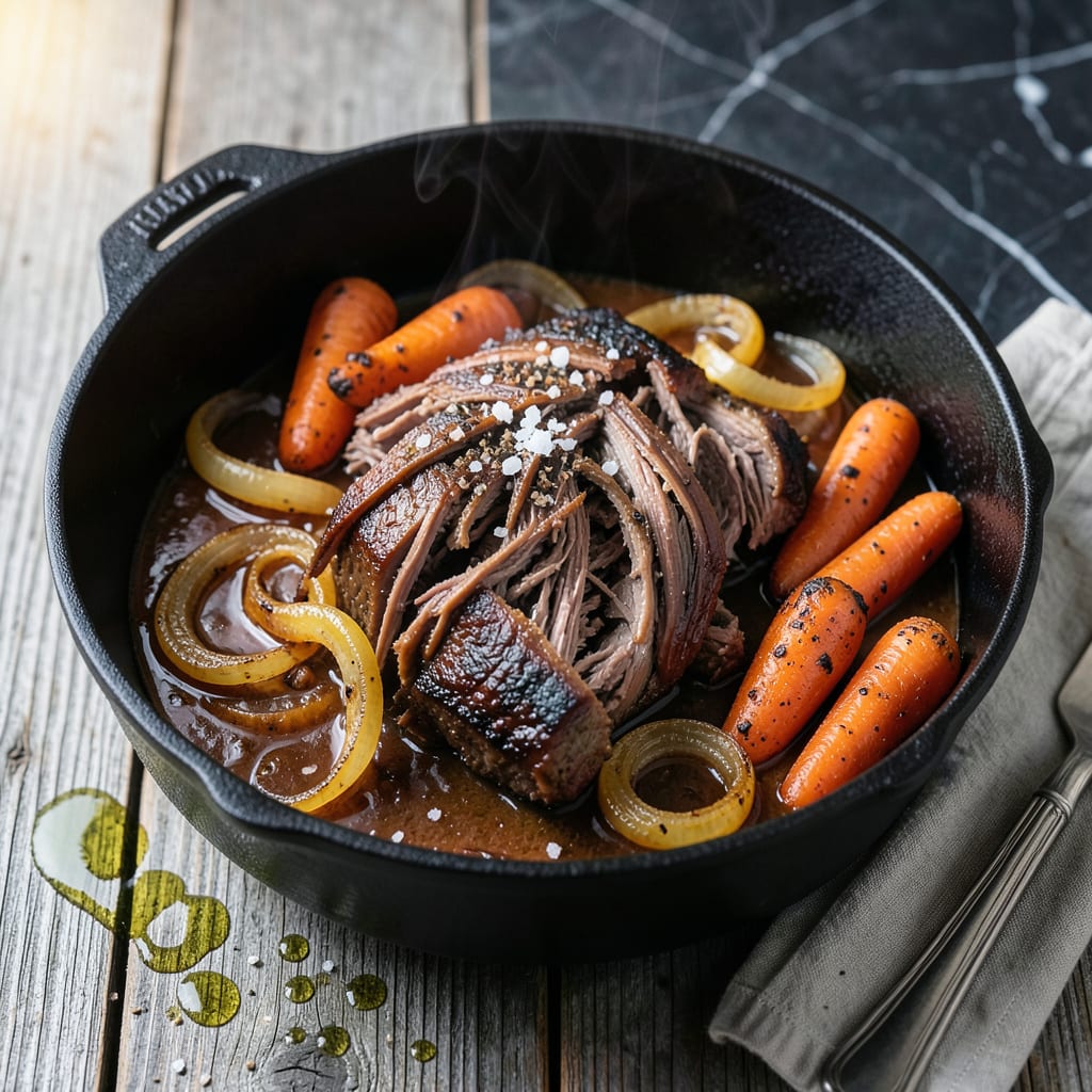 Complete stringy pot roast recipe overview image