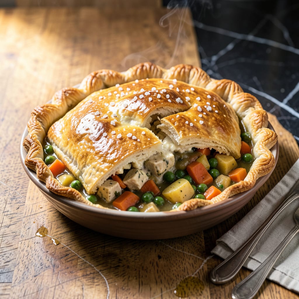 tofu pot pie recipe example with annotations
