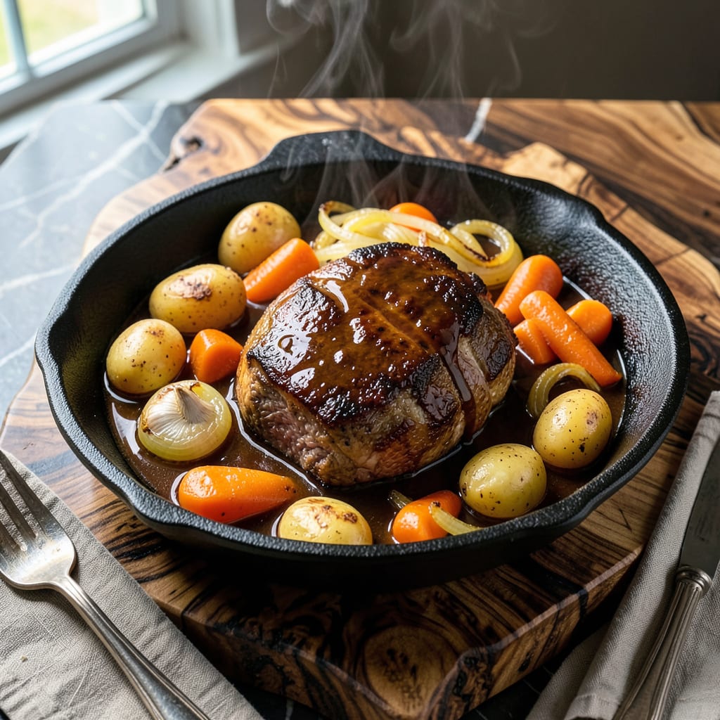 Venison Pot Roast Recipe Crock Pot: Wild Game Tenderness With Root Vegetables illustration with key details